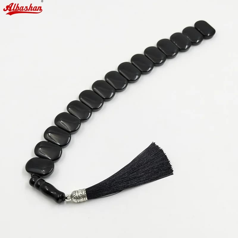 سبحة رجالية من العقيق الأسود الطبيعي، خرز على شكل صف، سوار يوناني، إكسسوارات رمضان عربية، هدية عيد إسلامية، مسبحة
