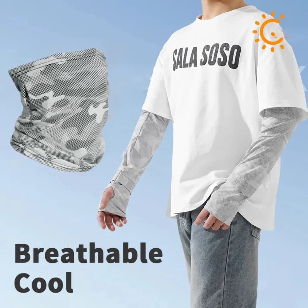 وشاح تخييم متعدد الوظائف من الحرير الجليدي للجنسين، قناع تدفئة للدراجات والرياضة في الهواء الطلق والمشي لمسافات طويلة والصيد - 6