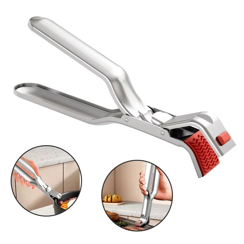 مشبك مضاد للحرارة لحمل الأطباق الساخنة، مشبك للأواني والمقالي، ملقط لاسترجاع الأطباق في المقلاة الهوائية، أدوات مطبخ - 5