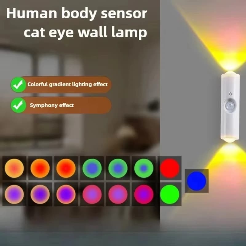 LED Night Lights Double-head Sunset Wall Lamp Motion Sensor RGB Ambient Light Magnetic USB Rechargeable Party Corridor Closets - 2