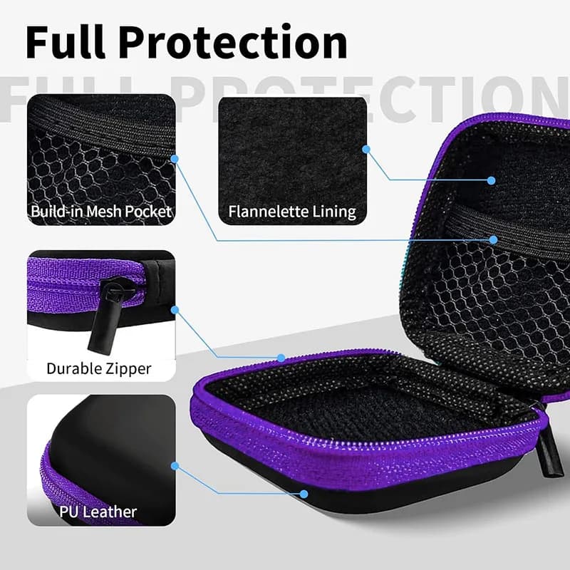 Portable Shockproof Headphone Case Earphone Bag Coin Purse USB Cable Case Carrying Pouch Earphone Accessory Square Storage Box - 5