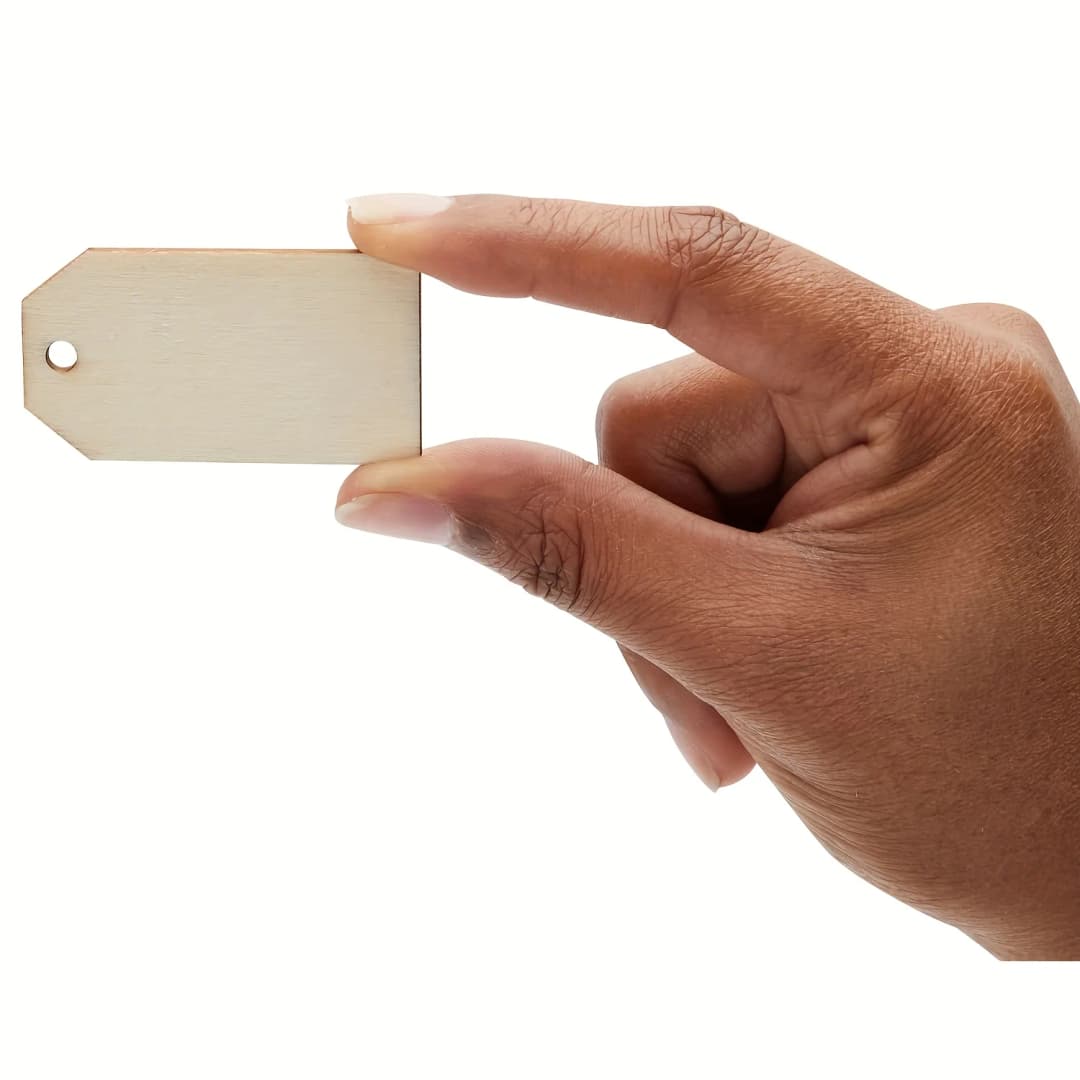 60 قطعة 1X2in علامات خشبية غير مكتملة ملصقات حرفية للمنزل لوازم حرفية ذاتية الصنع هدية زينة الزفاف - 6