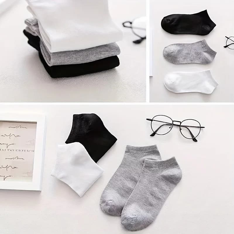 10/20/30/40/60 Pairs Of Unisex Solid Color Socks Comfy Breathable Soft Sweat Absorbent Socks For Daily And Outdoor Wearing - 3