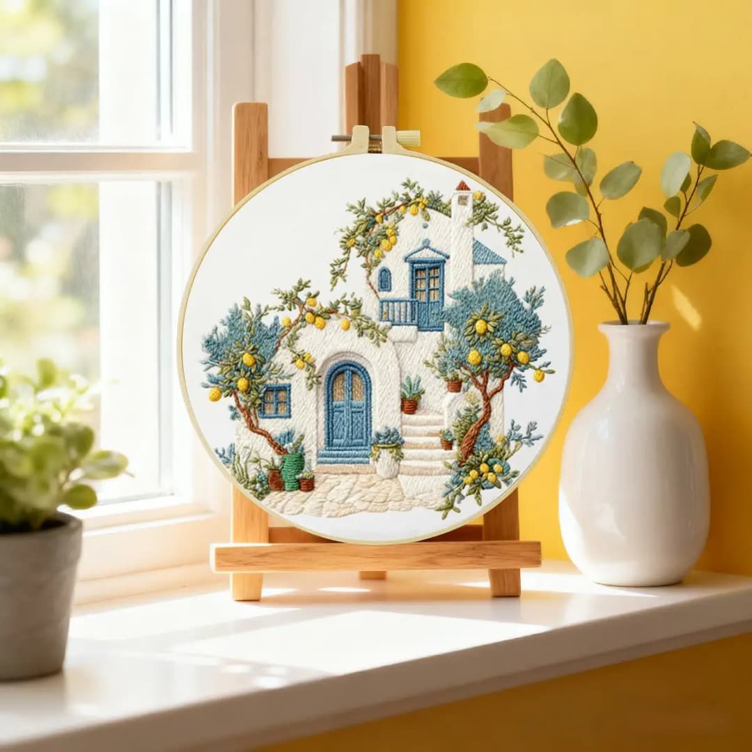 1pc 20X20CM/15X15CM 7.87/6.3inch Beautiful Scenery Embroidery Starter Kit DIY Kit DIY Embroidery Kit Manualidades Craft Painting - 2