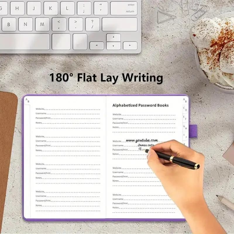 دفتر حفظ كلمات المرور - تنظيم وتخزين كلمات المرور أبجدياً مع صفحات مسطرة، مثالي للمنزل والمكتب - 5