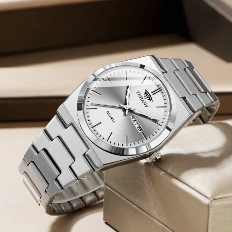 Men's Watch, Slim Stainless Steel Calendar Fashion Quartz Watch - 2