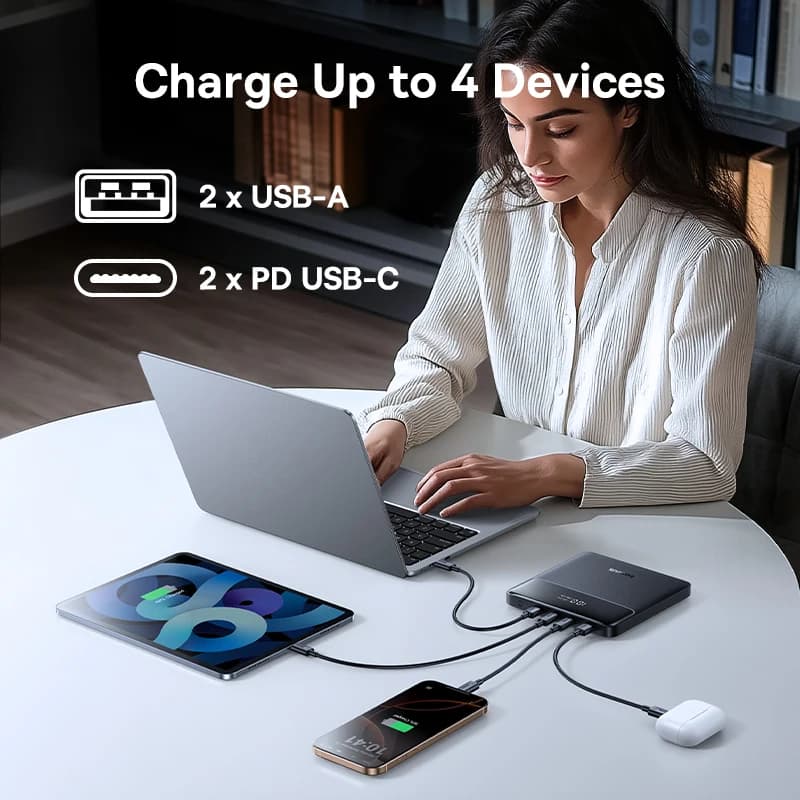 بنك طاقة Baseus 100W سعة 20000mAh PD شحن سريع شاحن بطارية للكمبيوتر المحمول MacBook iPhone Samsung Xiaomi - 5