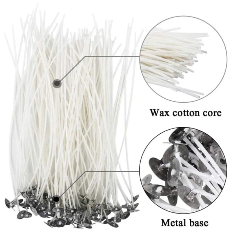 New Waxed Cotton Candle Wicks Set with Stand Original Smokeless Candle Wicks Soy Oil Wax Core Woven Making Candles Supplies - 2