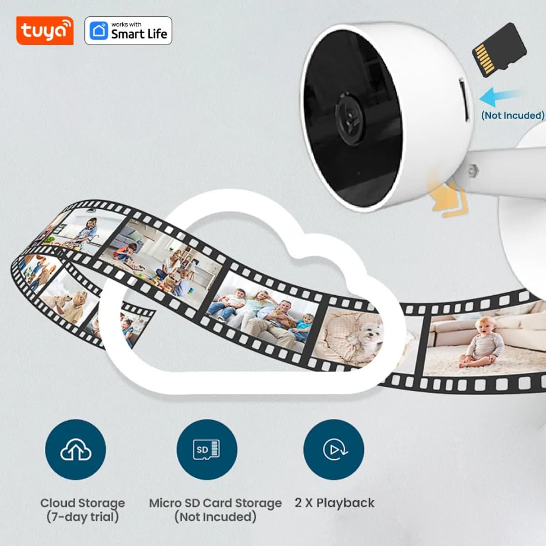 كاميرا أمان داخلية ذكية من Tuya بدقة 3 ميجابكسل HD لمراقبة الأطفال/كبار السن/الحيوانات الأليفة/المربية، مع تنبيهات في الوقت الفعلي عبر التطبيق، صوت ثنائي الاتجاه، وكشف جسم الإنسان - 4
