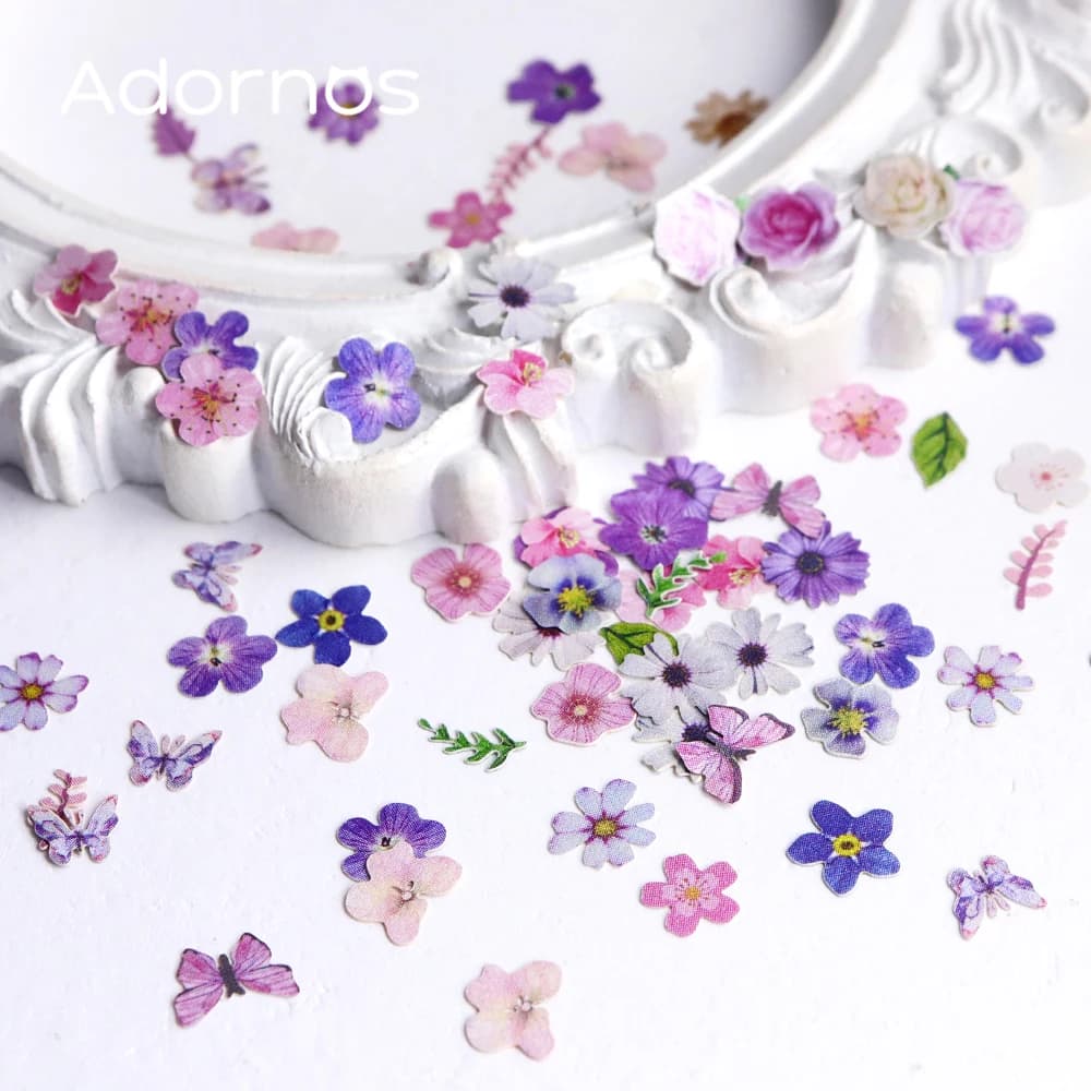 12 شبكة زهرة لب الخشب رقائق راتنجات الايبوكسي ملء الورد القزحية Vetiver زهرة فراشة شكل ورق زينة زهرة Crafts بها بنفسك الحرف - 4