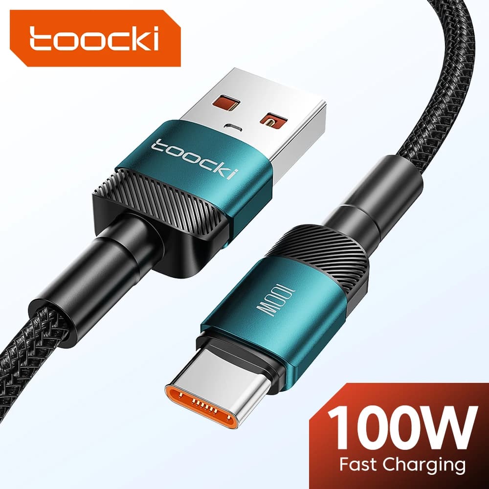 كابل USB C من Toocki بقوة 100W و6A للشحن السريع ونقل البيانات لهواتف Huawei وHonor وOneplus وRealme وXiaomi وSamsung