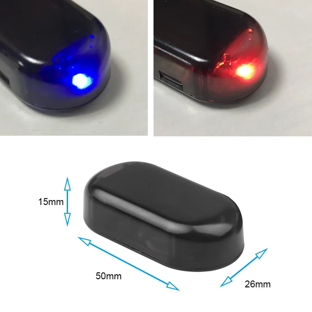 SEAMETAL 1/2PCS Solar Powered Simulated Dummy Alarm Light Wireless Car Fake Security Light Warning Lamp Anti Theft LED Flashing - 2