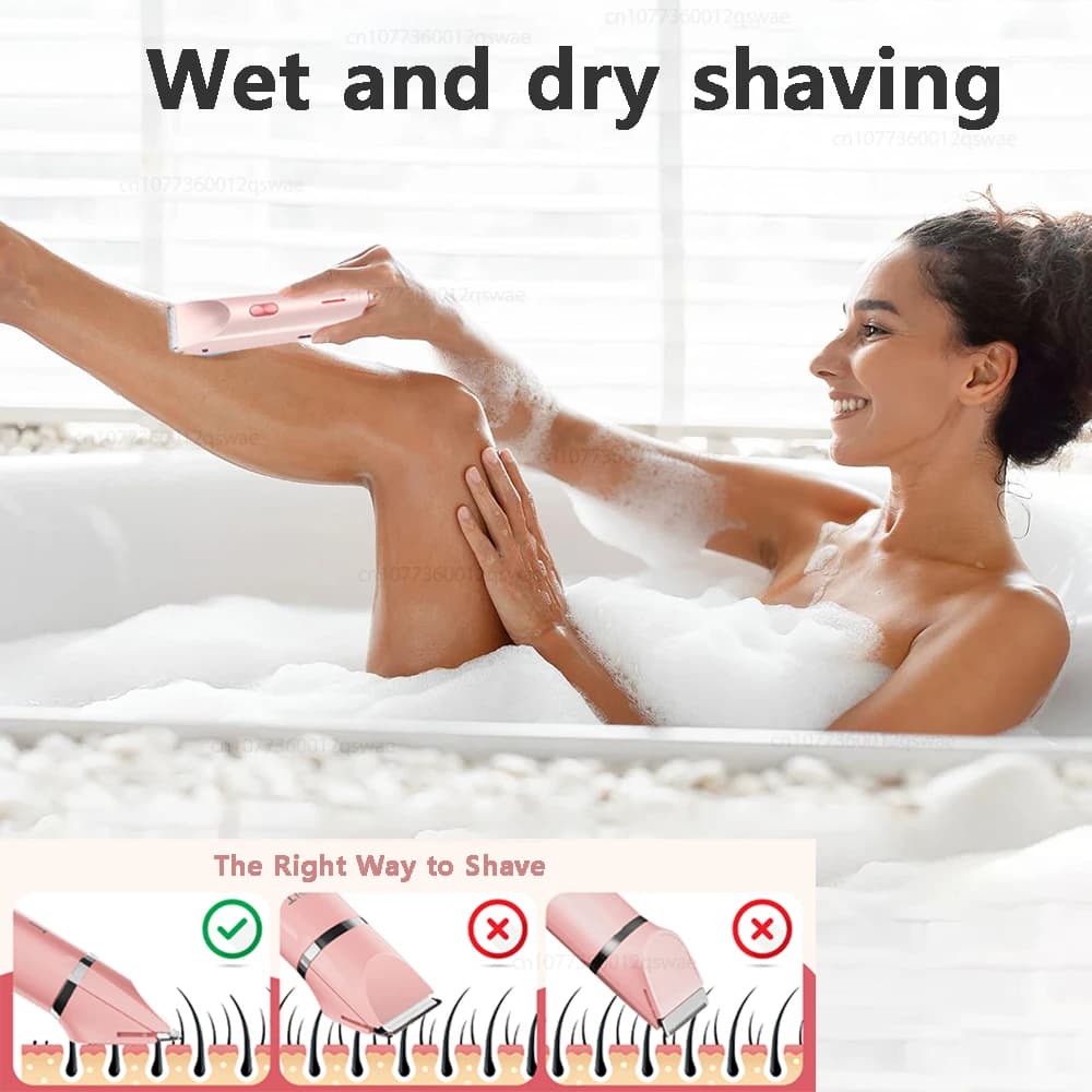 Electric Shaver for Woman Bikini Trimmer for Women Dual Head Electric Razor Waterproof Painless Bikini Shaver Pubic Hair Trimmer - 4