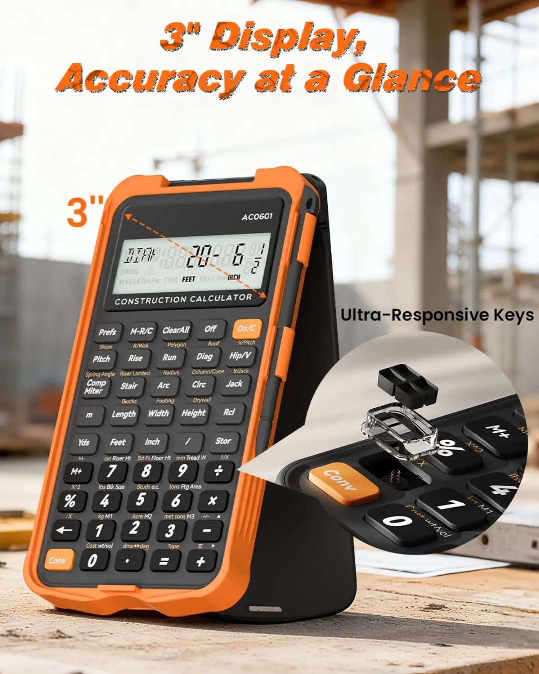 Construction Calculator with Writing Tablet Industrial & Scientific ROATEE Engineering Calculator for Contractor Concrete Pocket - 3