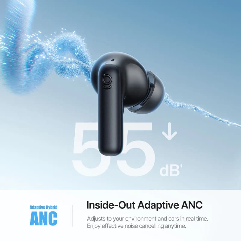 Baseus Bass EP10 Ultra Wireless Earphones -55dB Noise Reduction 65Hrs Long Playtime Bluetooth 6.0 Earbuds 6 Mics AI Call Clear - 2
