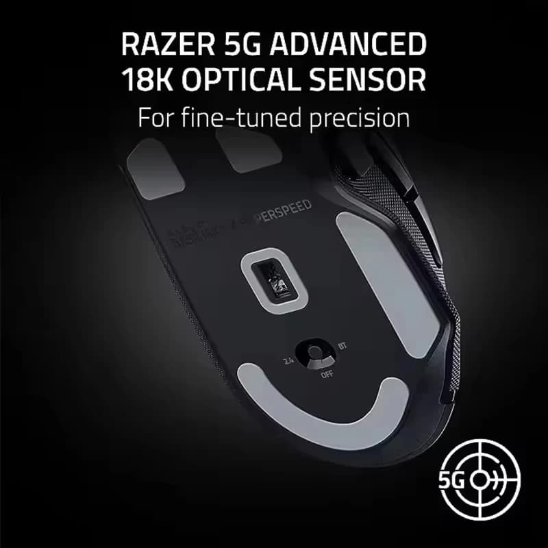 ماوس الألعاب اللاسلكي Razer Basilisk V3 X HyperSpeed - مستشعر بصري 18K DPI، إضاءة Chroma RGB - 3