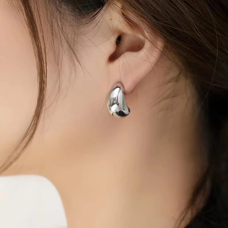 Minimalist women's fashion sense, water drop bean earrings, niche design sense, light luxury, high-end 925 silver needle water d - 6