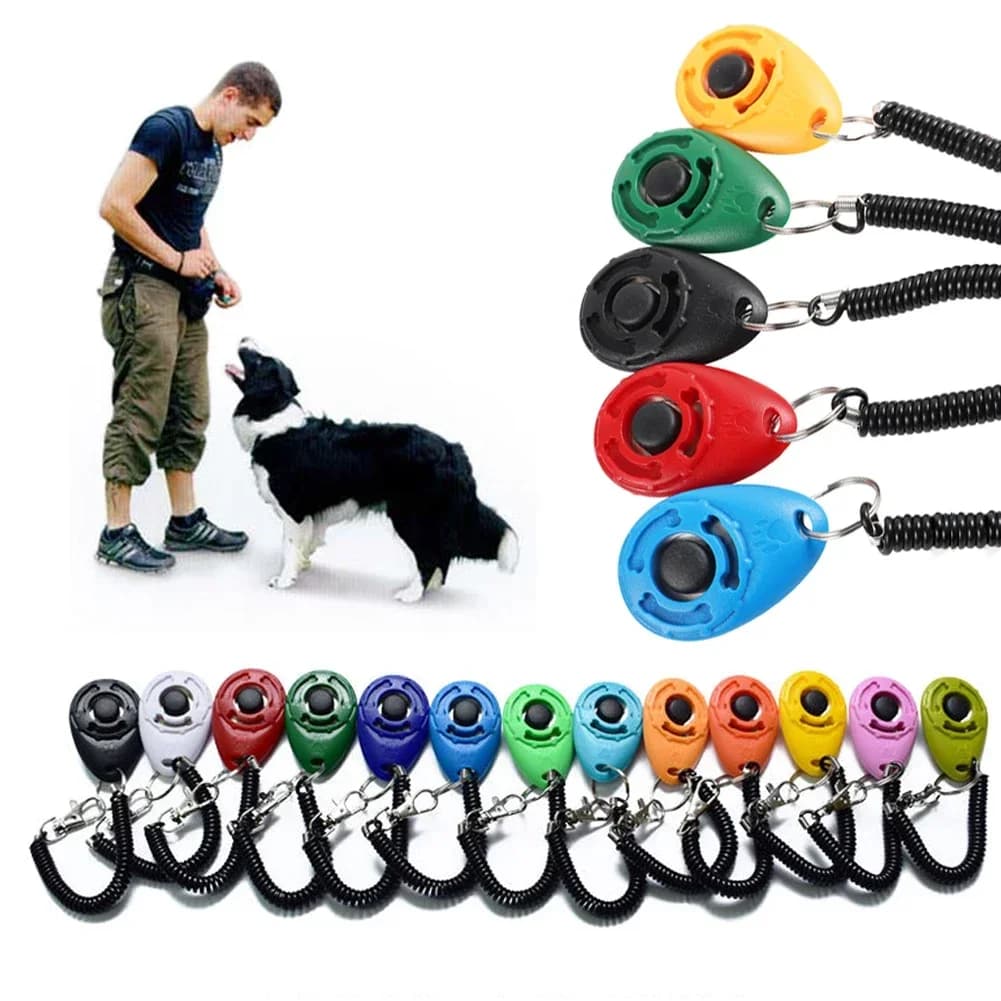 2 in 1 Dog Training Clicker Pet Plastic New Dogs Click Trainer Aid Tools Adjustable Wrist Strap Sound Key Chain Dog Supplies - 2