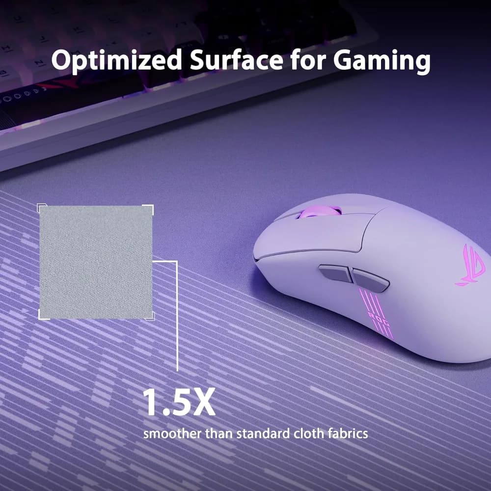 ASUS ROG Scabbard II Arctic Gray Gaming Mouse Pad Soft Cloth Surface Water/Oil/Dust-Resistant, Anti-Fray Edges, Non-Slip Base - 3