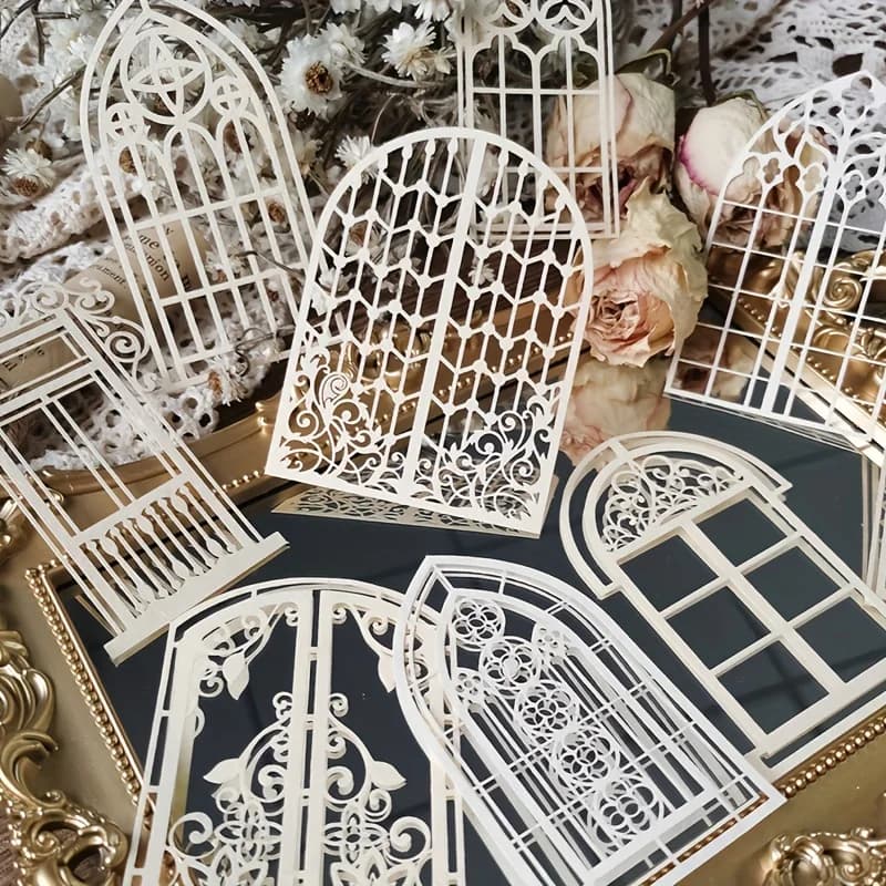 10 قطع دانتيل مجوف، ورق فراشة خمر، ورق حرف، مجلة، مخطط، ديكور، حزمة مواد سكرابوكينغ DIY - 3