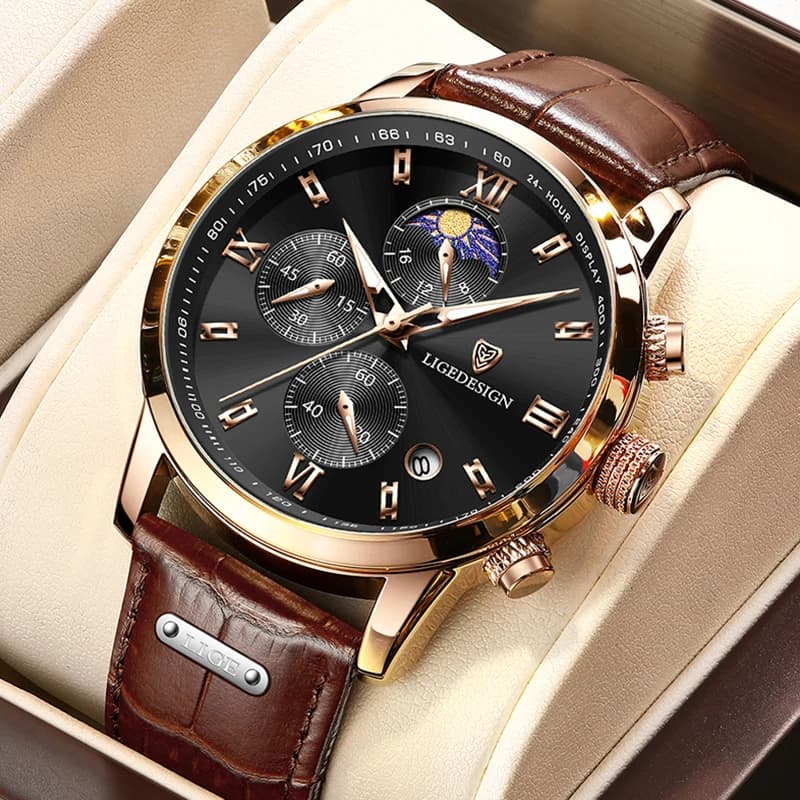 New Men's Watches LIGE Top Brand Luxury Men Wrist Watch Leather Quartz Watch Sports Waterproof Male Clock Relogio Masculino+Box