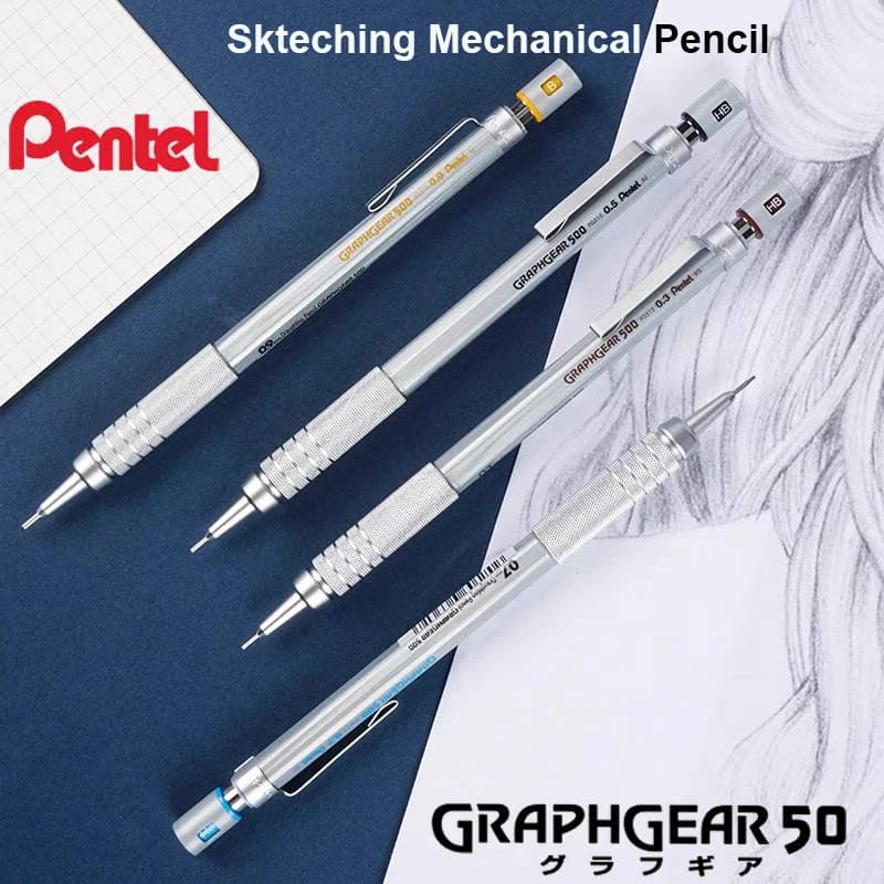 قلم رصاص ميكانيكي Pentel GraphGear 500، رصاص غير قابل للكسر، أقلام أوتوماتيكية للرسم الاحترافي والكوميكس، لوازم مدرسية مفيدة