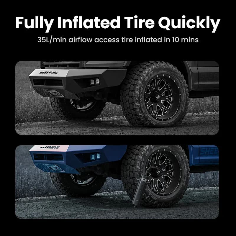 مضخة هواء UGREEN للسيارة ضاغط هواء محمول للسيارات والدراجات النارية والدراجات الهوائية منفاخ إطارات كهربائي مع شاشة LCD رقمية - 5