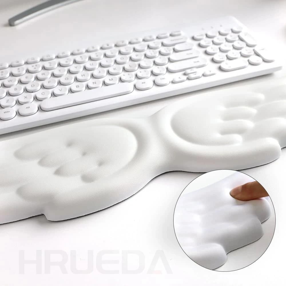 Keyboard Mouse Wrist Rest Angel Wing Memory Foam Mouse Pad Set Wrist Support Ergonomic Non-Slip for Computer Laptop Easy Typing - 4