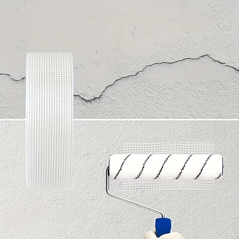 لفة واحدة 30 متر من شريط الشبكة الزجاجية اللاصق ذاتيًا، لإصلاح شقوق الجدران والعزل الحراري، شريط زخرفي لدرزات الشبكة - 2