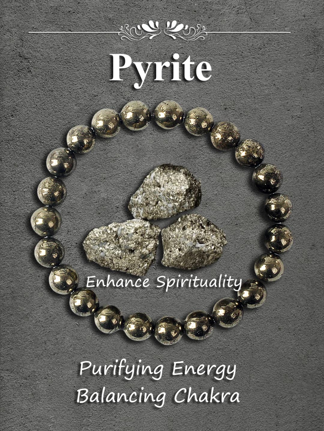 Natural Pyrite Stone Bead Bracelet for Wealth Abundance Confidence Boost Positive Energy Flow & Protective Empowerment Jewelry