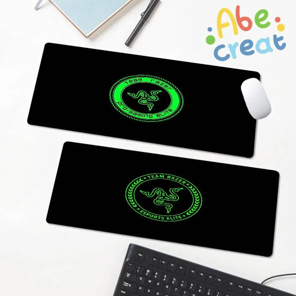 لوحة ماوس Razer Logo 80x30 سم XL سميكة بحواف مقفلة ولوحة مفاتيح ألعاب كبيرة وحصيرة طاولة لغرف الفتيات المراهقات - 2