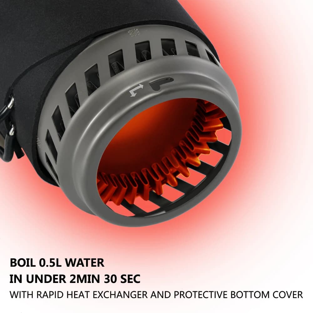 نظام طبخ محمول من APG بسعة 1400 مللي للمشي لمسافات طويلة والتخييم في الهواء الطلق، موقد مع مبادل حراري، وعاء، وشعلات غاز البروبان - 4