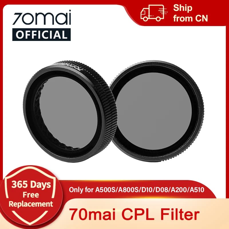 مرشح CPL أصلي من 70mai لكاميرا السيارة 4K، مناسب للطرازات A800SE/A510/A800S/A500S/A200/Lite2 D10/Lite D08
