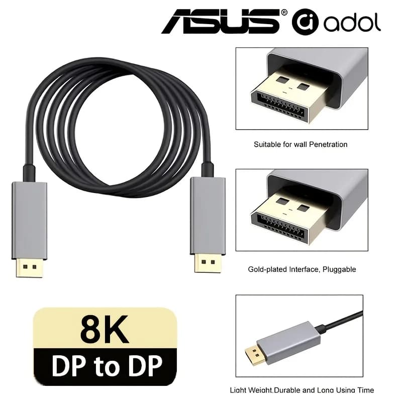 كابل متوافق مع DP من ASUS من USB-C إلى DP بدقة 8K@60Hz من نوع C2.1 إلى عرض 4K بدقة 144Hz من نوع 1.4 كابل Thunderbolt 3 4 لـ MacBook - 5