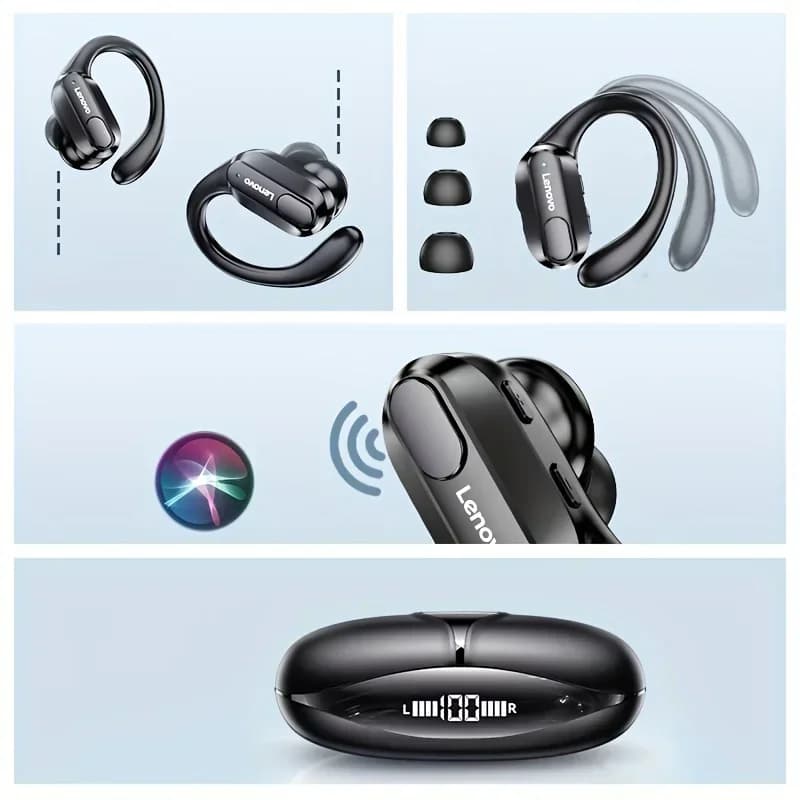 Lenovo XT80 Sports Wireless Headphones with Mics, Button Control, LED Power Display,Hifi Stereo Sound - 5