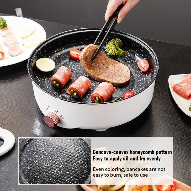 220V MultiCooker Electric Frying Pan Househould Barbecue Fried Steak Fish Omelette Frying Pan Non-stick Electric Machin EU Plug - 3