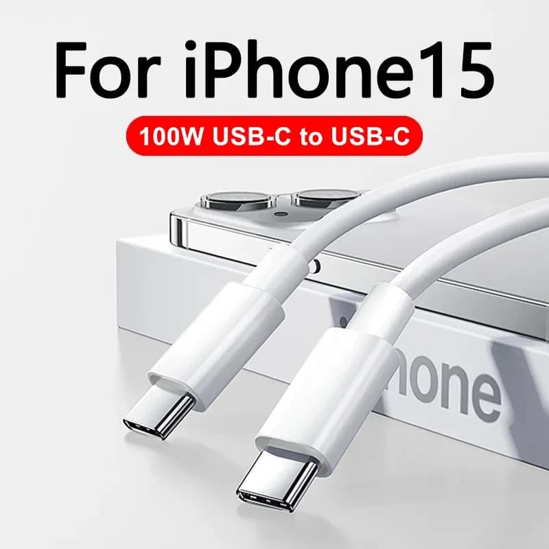 100W C to C USB C to USB C PD Cable for iPhone 15 Pro Max iPad 10 MacBook Huawei Xiaomi Type C to Type C PD Fast Charging Cable - 2