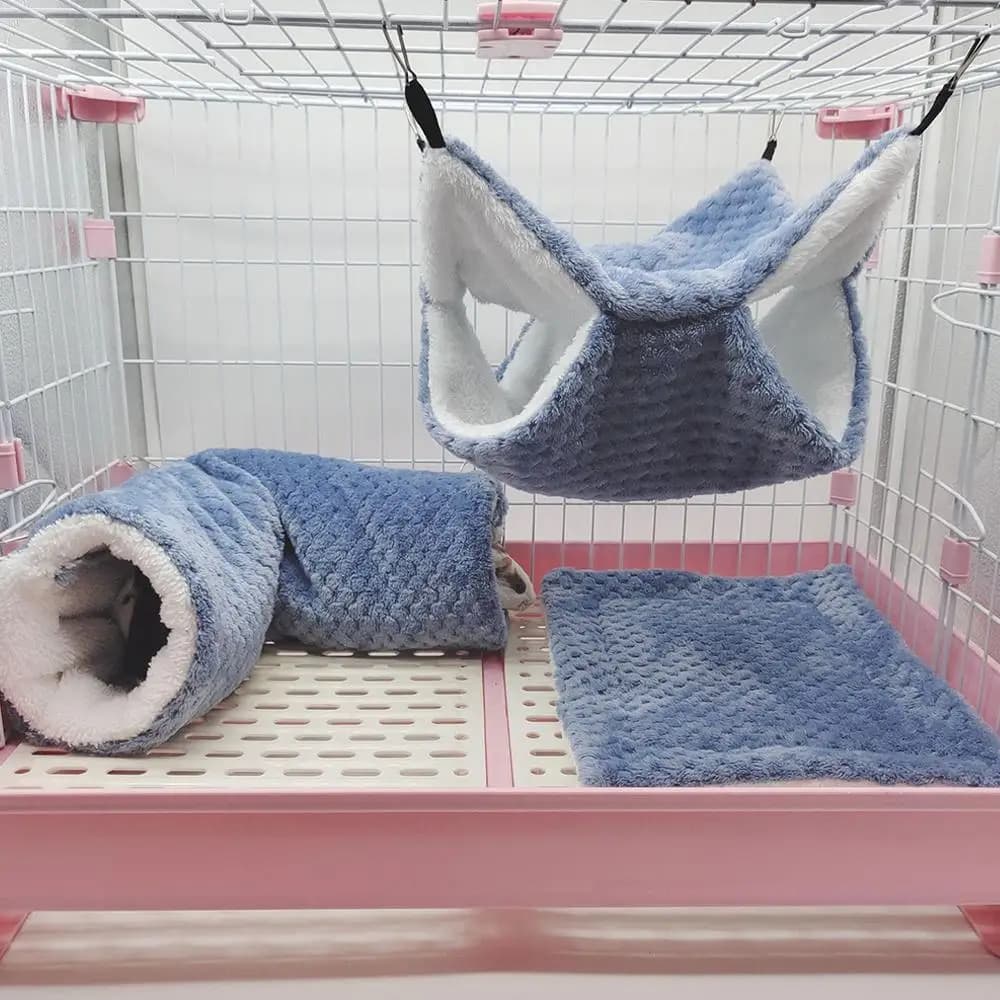 1Pc Hamster Nest Winter Bed House Shed Hanging Hammock Cage Tunnel Plush Hideaway For Hamster Guinea Pigs Sugar Small Pe H8z6 - 3