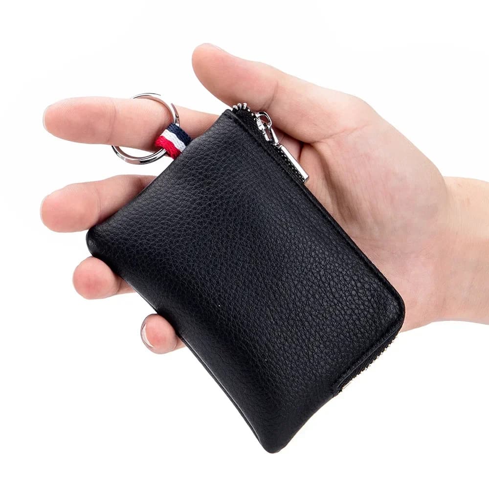 Genuine Leather Coin Purse Mini Ultra-thin Small Zipper Cute Wallet Soft Cowhide Leather Driver's License Key Bag Card Holder - 2