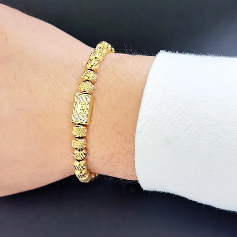 Luxury Stainless Steel Beads Crown Charms Man Bracelets Handmade Jewelry Gift - 5