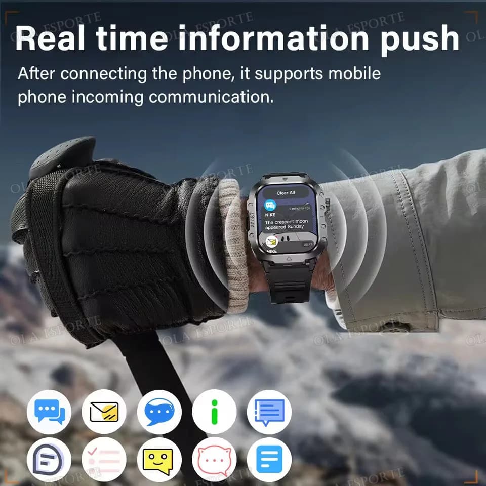 Rugged Military Outdoor Sports Smart Watch Health Monitoring Voice Assistant Bluetooth Call LED Flashlight 2026 NEW Smartwatch - 4
