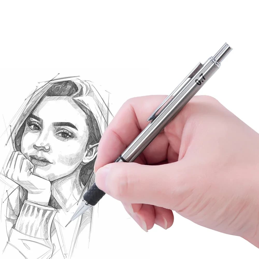 Metal Mechanical Pencil set with pencil grip Leads Art Drawing Student Office Supplies 0.5/0.7/0.9/2.0mm Automatic Pencil - 2