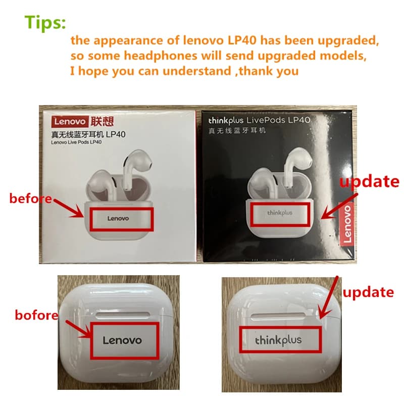 Original Lenovo LP40 wireless headphones TWS Bluetooth Earphones Touch Control Sport Headset Stereo Earbuds For Phone Android - 6