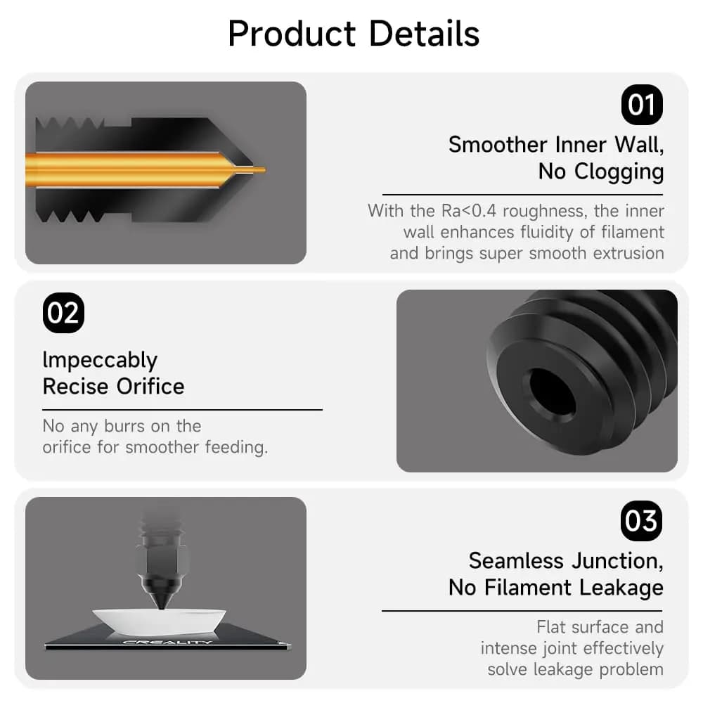 فوهات CREALITY MK8 لطابعة CR 6 SE فوهة CR5 Pro/Ender 3 S1 pro/CR10 V2/Ender5 بقطر 0.2/0.4/0.6/0.8 مم من النحاس المطلي بالنحاس - 5