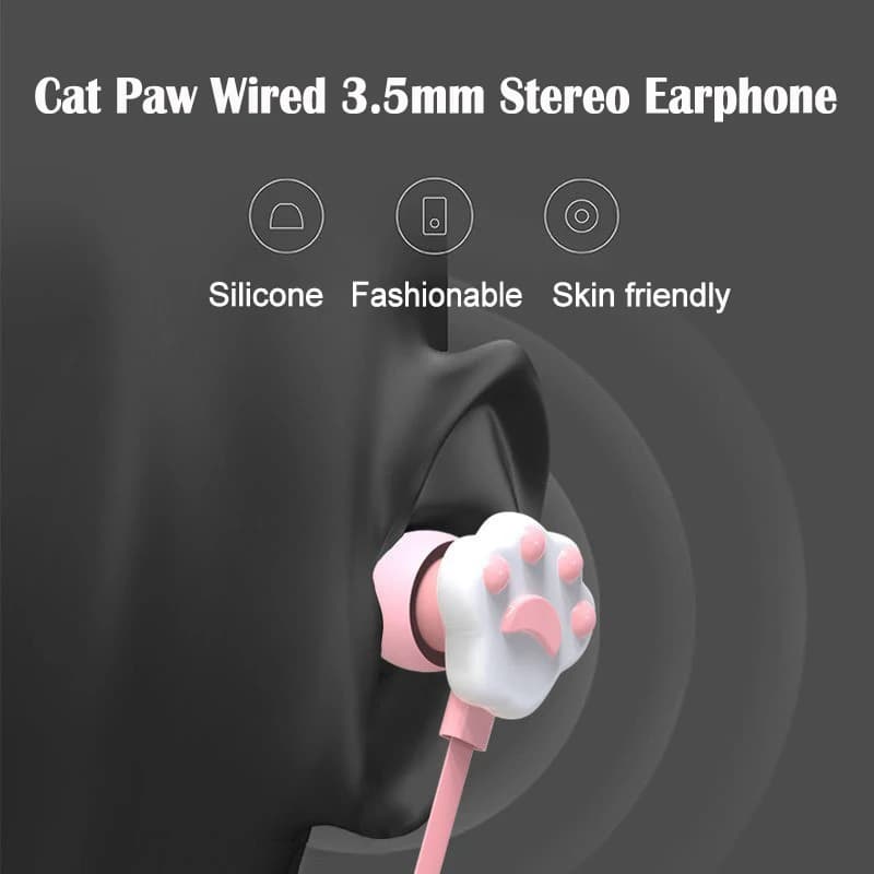 Cat Paw Earbuds Stereo 3.5mm In-Ear Headphones with Mic Earpiece Fashion Sports Wired Headset for Smartphone MP3 iPad PC Music - 2