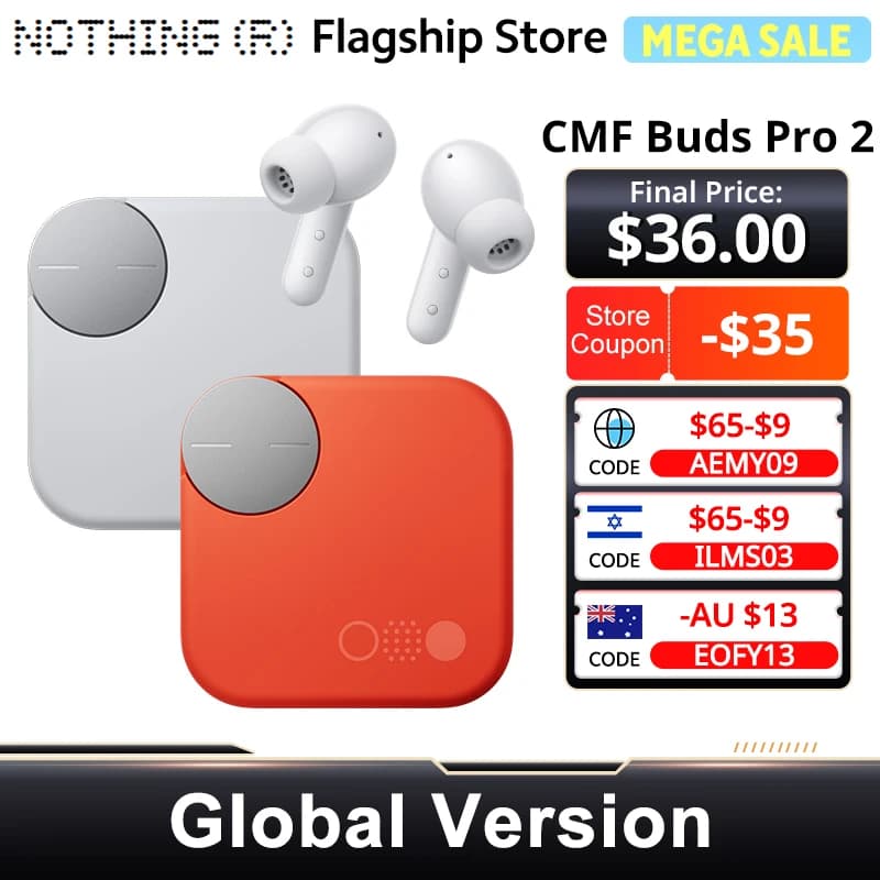 Global Version Cmf By Nothing Buds Pro 2 Earphone Bluetooth 5.3 with 50 dB Hybrid Active Noise Cancellation 6 HD MICS IP55
