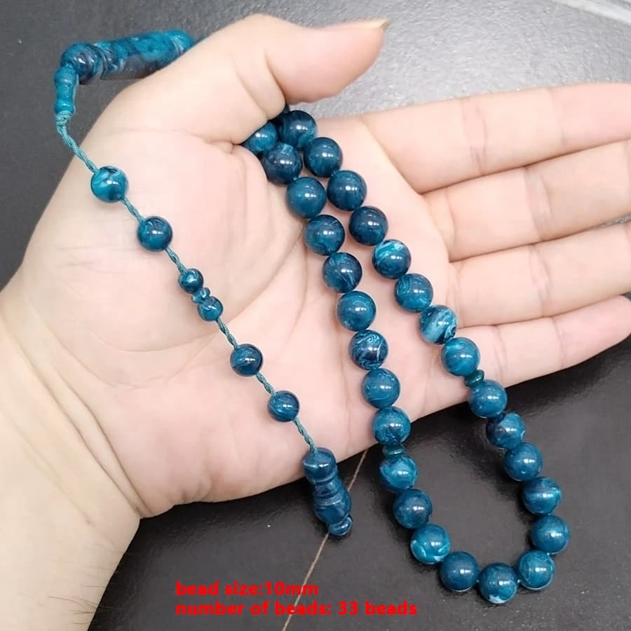 تسبيح أزرق باكليت سوار رجالي مسلم 33 سبحة صلاة مسبحة عصرية إسلامية مسبحة رمضان إكسسوارات عربية - 3