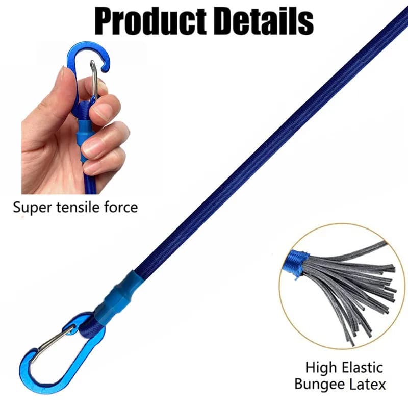 حبل مرن ثقيل الواجب 8 مم، 7 أنواع من الأشرطة المرنة، خطافات المشي، حبال تعبئة الأمتعة، إكسسوارات التخييم - 4