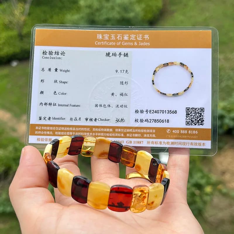 Yoowei البلطيق الطبي العنبر سوار للجنسين الأصلي اليدوية الأزياء Diy شفاء العنبر الأصفر مجوهرات اكسسوارات بالجملة - 6