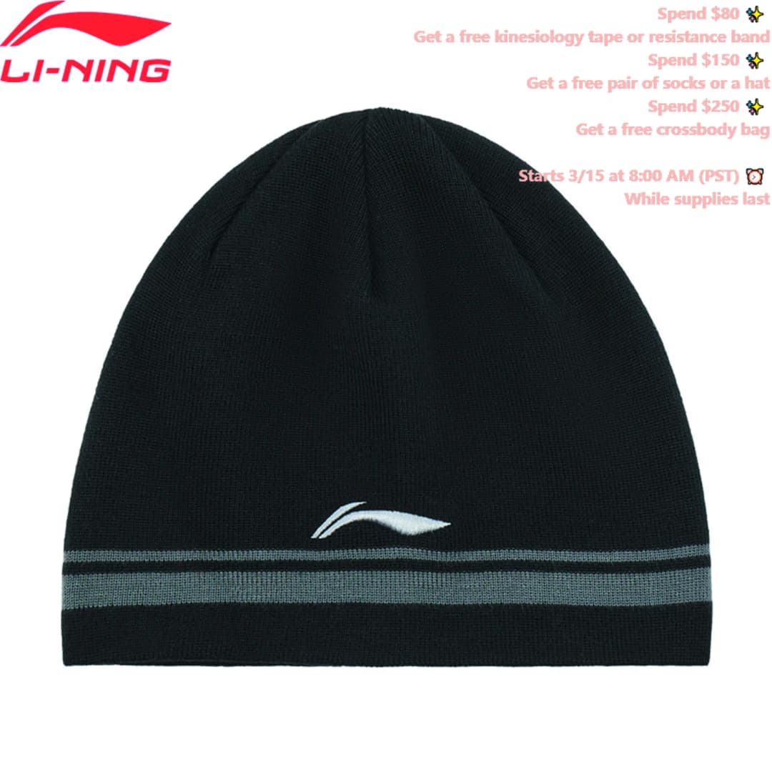 Li-Ning Unisex Sports Style Knitted Hat Embroidered Logo Fashionable LiNing Men Women Leisure Caps AMZV045